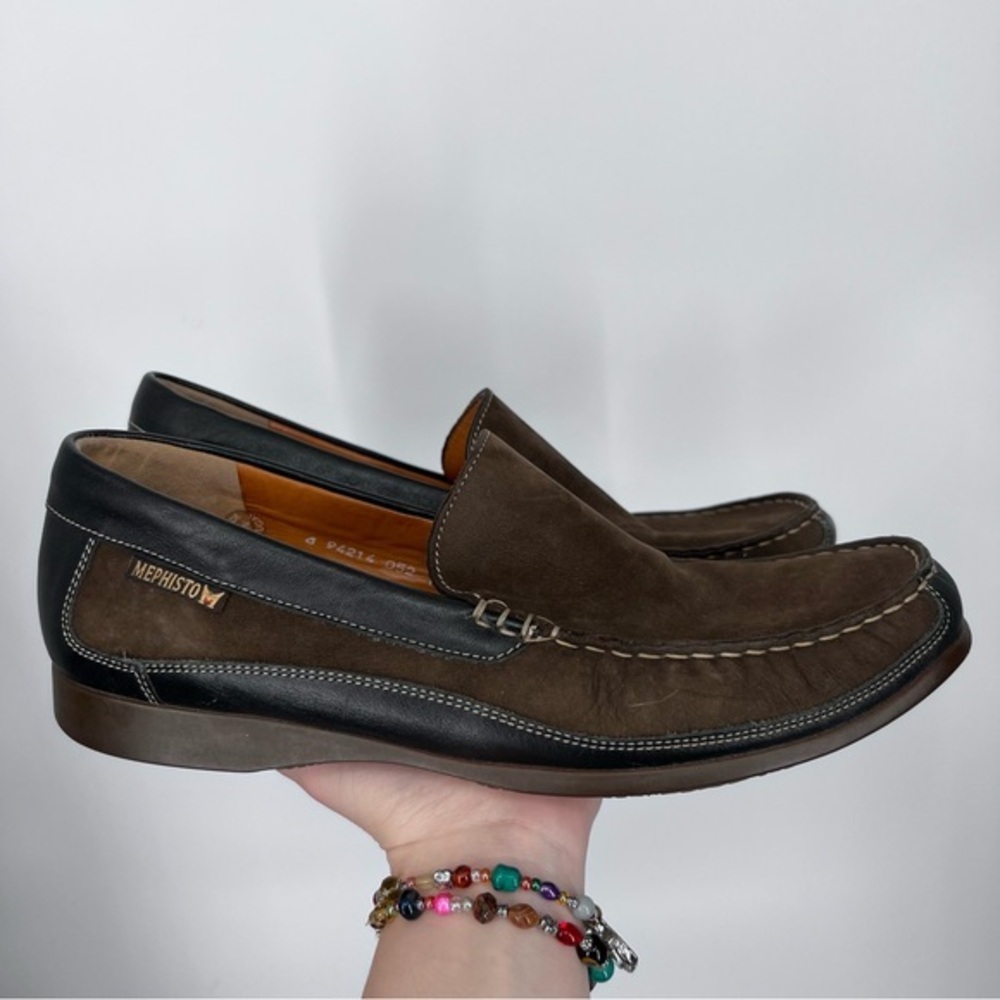 Mephisto Brown Black Badaurd Leather Cool Air Loafer Shoes